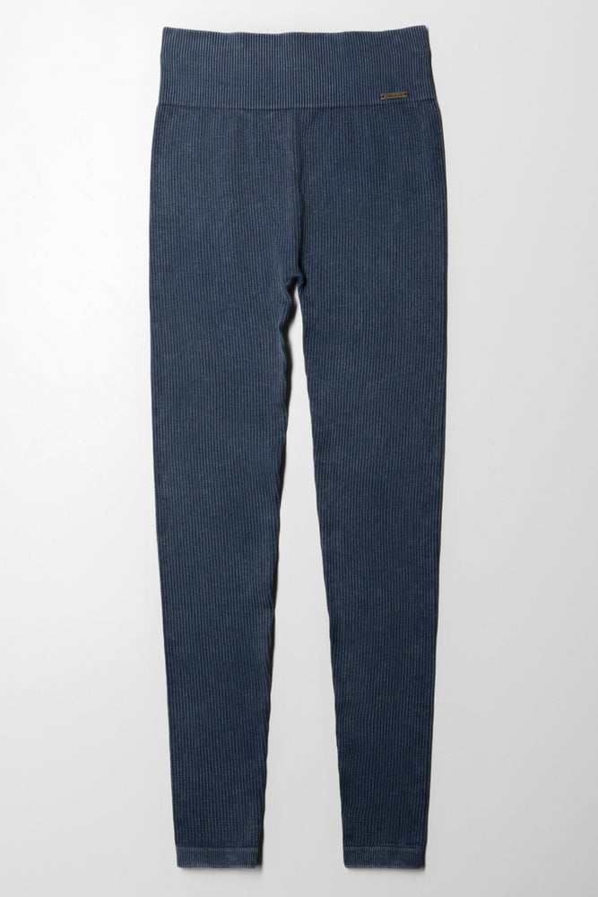 Seamfree Legging Long Acid Wash Denim Blue