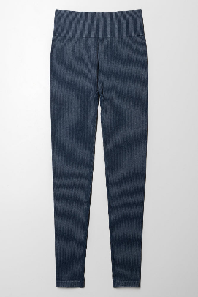 Seamfree Legging Long Acid Wash Denim Blue (2)