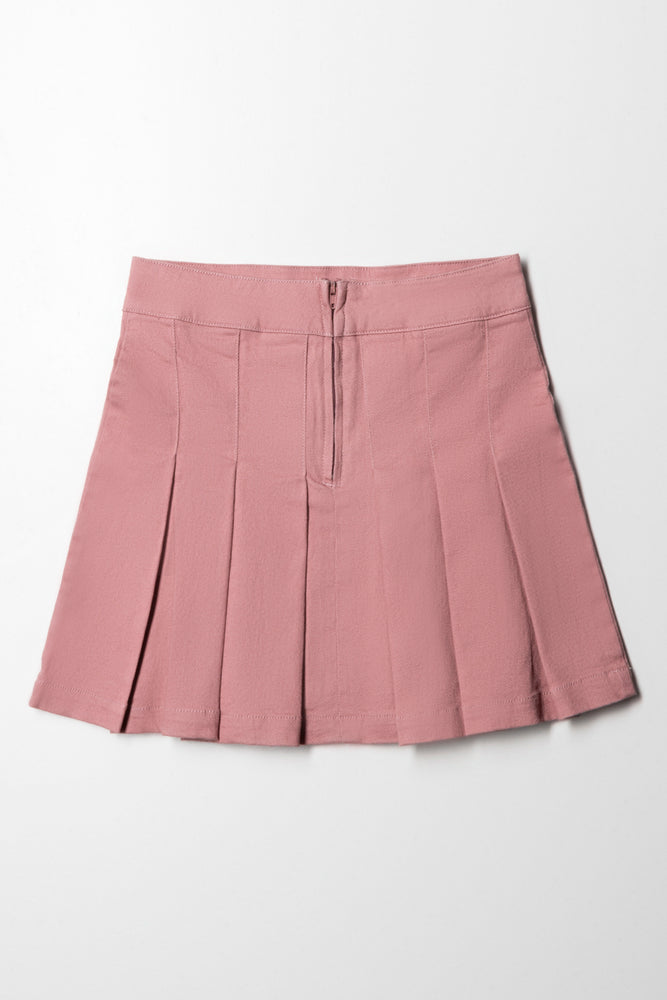 Pleated Denim Skirt Pink (3)