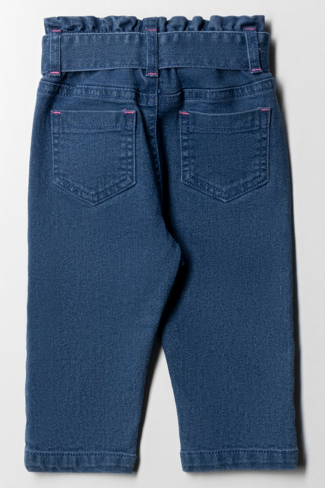 Self Tie Belt Denim Jeans Blue (2)