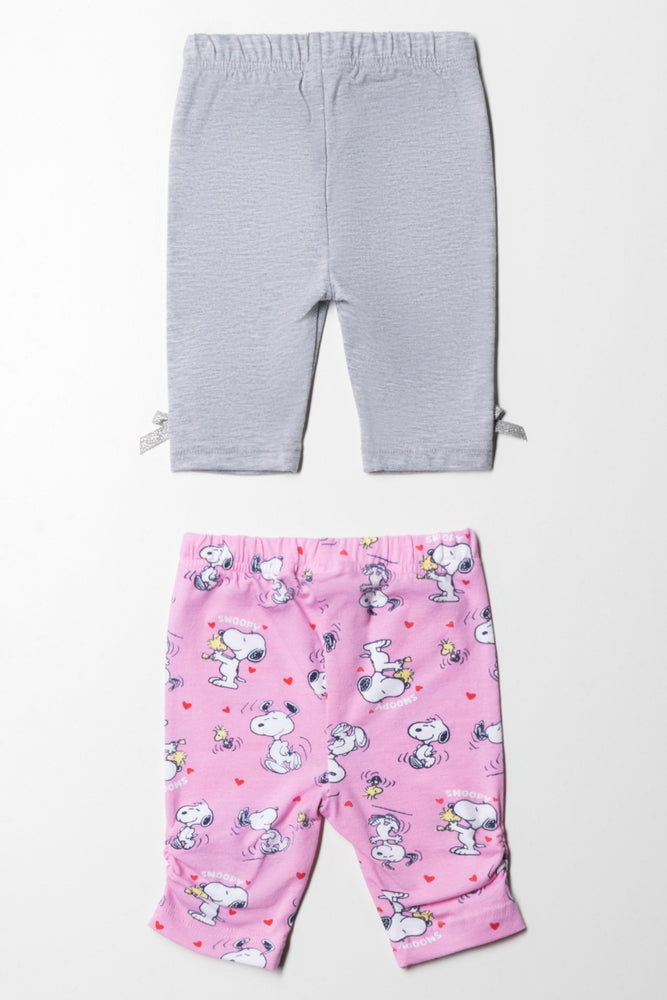 Snoopy 2 Pack Legging Grey & Pink (3)