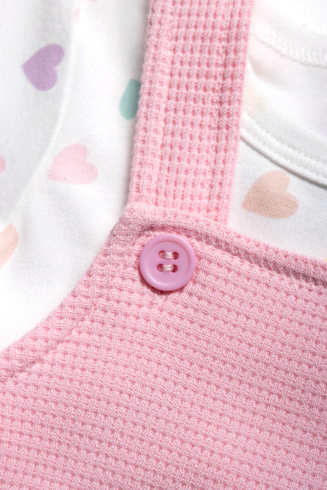 Waffle Dungaree Girl Pink