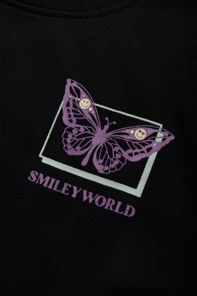 Fleece Top Daisy Smiley Black (1)