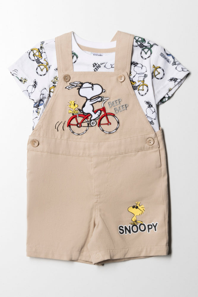 Snoopy Dungaree Set Natural