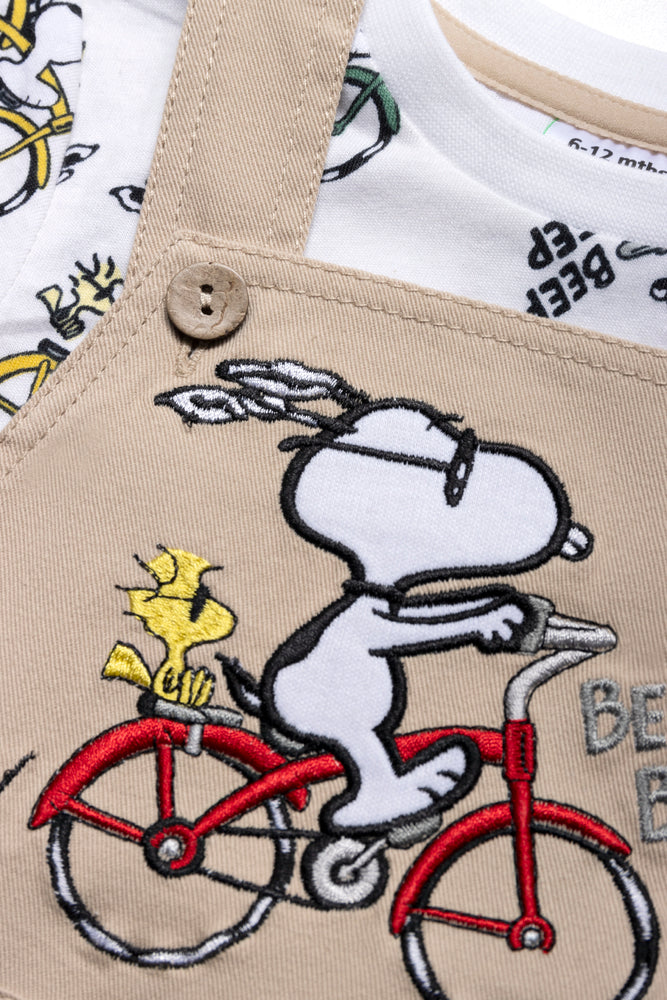 Snoopy Dungaree Set Natural