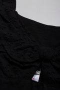 Front Tie Smoked Knit Top Black (1)