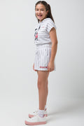 Mickey Mouse Sleeveless Striped  Hoody White (1)