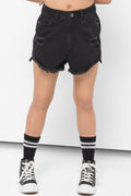 Ripped Denim Shorts Black (1)