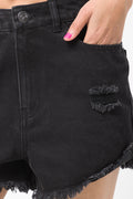 Ripped Denim Shorts Black (4)