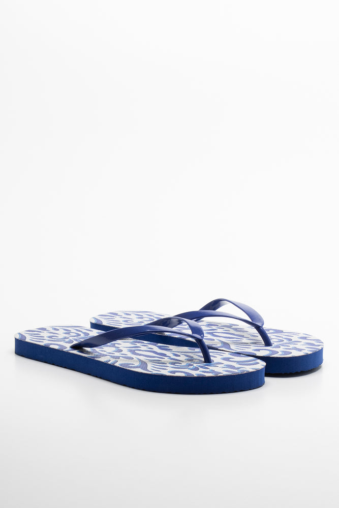 Damask Print Flip Flop Blue