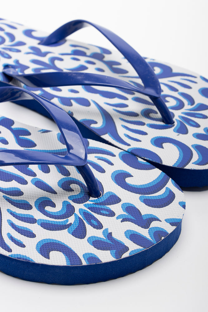 Damask Print Flip Flop Blue (2)