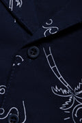 Short Sleeve Resort Collar Viscose Shirt Navy (1)