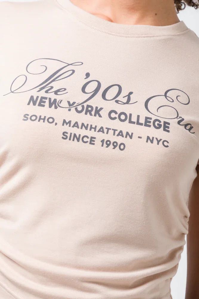 T-shirt with Suede Rouching Beige (3)