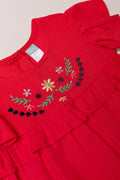 Frilly Embroidered Top Red (1)