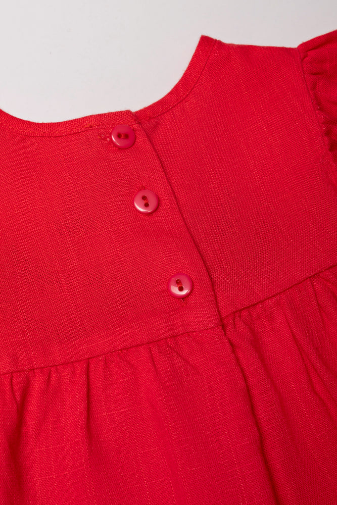 Frilly Embroidered Top Red (2)