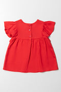 Frilly Embroidered Top Red (3)