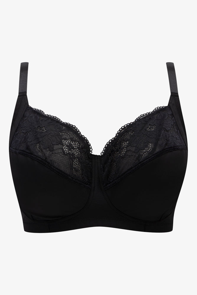2 Pack Small Lace Trim Padded Wire free Bra Black & Natural