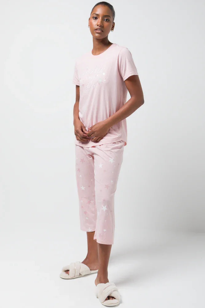 Sparkle Like A Star Capri Set Pink (1)