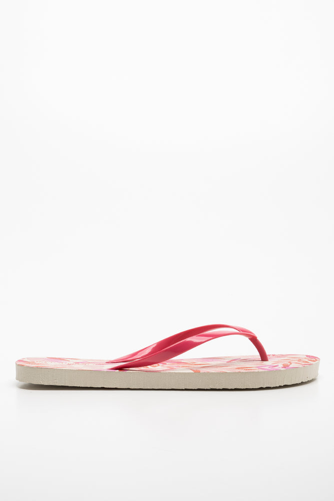 Leaf Print Flip Flop Pink