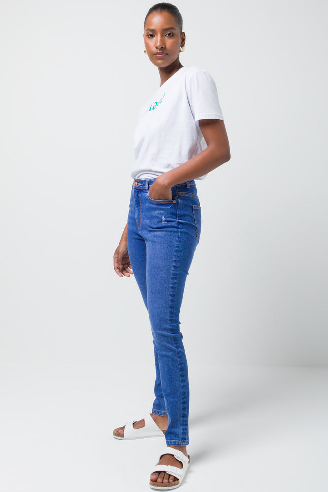 Ripped Knee Skinny Denim Jean Blue (2)