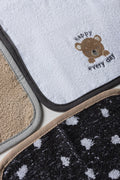 3 Pack Facecloth Bear And Friends Natural, Black & White (1)