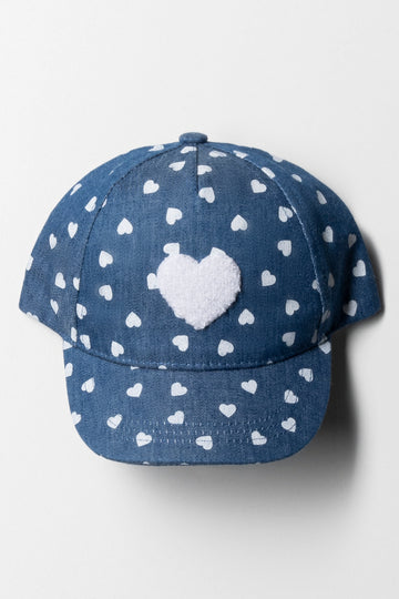 Heart Denim Cap Blue