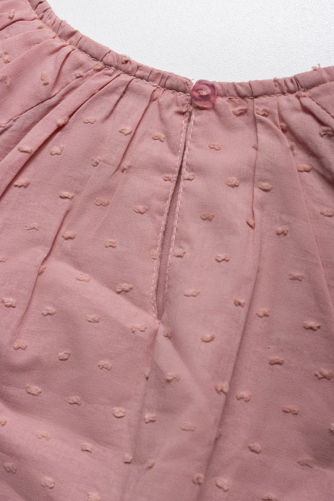 Puff Sleeve Textured Woven Skirts Sets Dusty Pink (2)