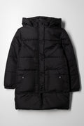 Hooded Long Puffer Jacket Black