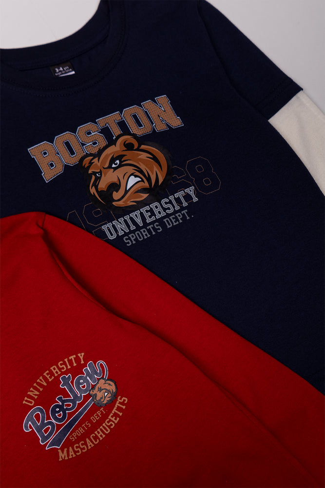 2 Pack Tiger Long Sleeve T-Shirts Navy & Red