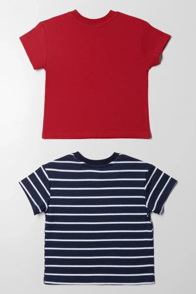 2 Pack Short Sleeve T-Shirts Navy And Red (2)