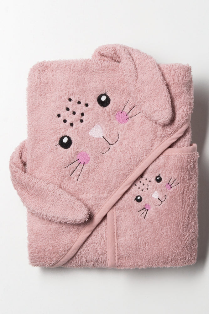 2 Piece Bunny Towel Set Pink
