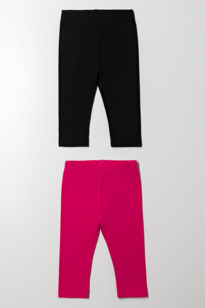 2 Pack Leggings Pink And Black