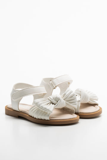 Pleated Bow Sandal White