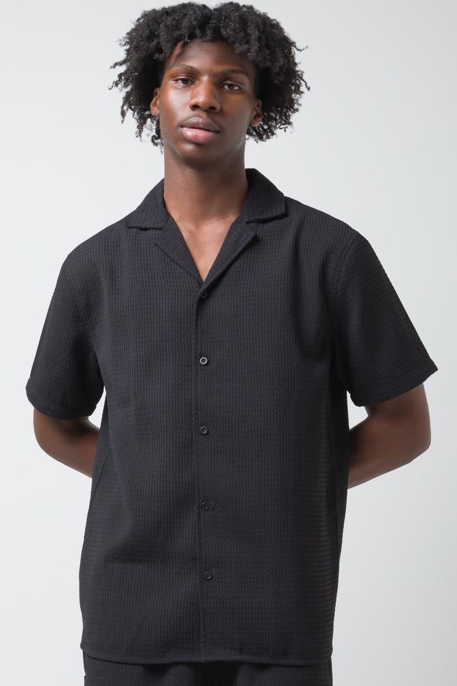 Textured Short Sleeve Shirt Black