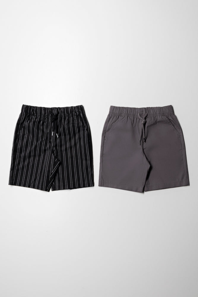 2 Pack Stripe Shorts Black And Dark Grey