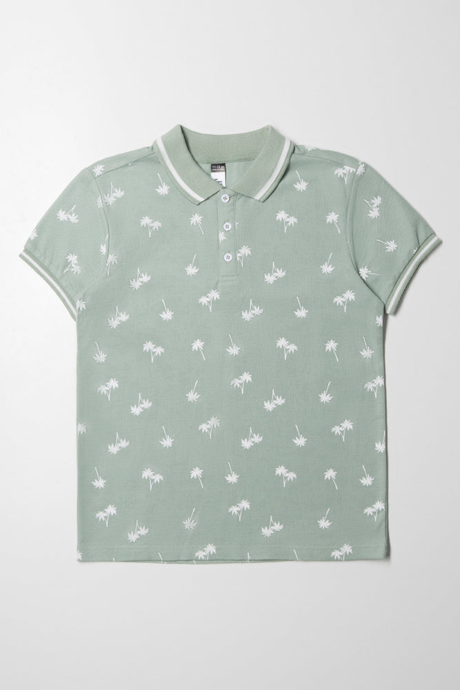 Palm Tree Short Sleeve Golfer Green