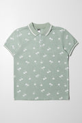 Palm Tree Short Sleeve Golfer Green