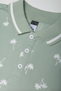 Palm Tree Short Sleeve Golfer Green (1)