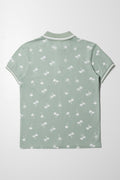 Palm Tree Short Sleeve Golfer Green (2)