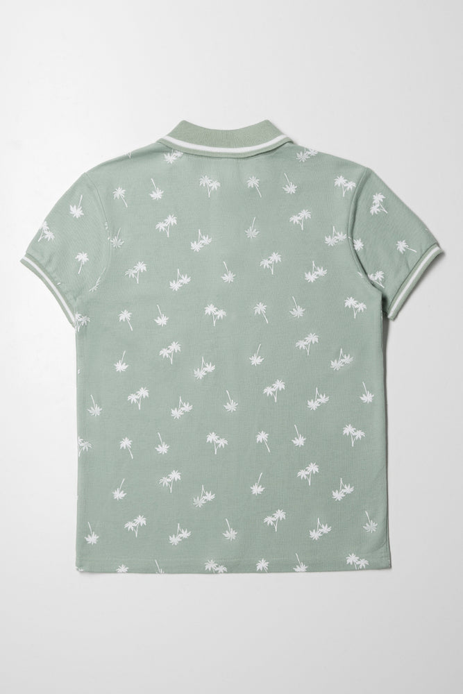 Palm Tree Short Sleeve Golfer Green (2)