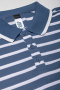 Stripe Short Sleeve Golfer Blue (1)