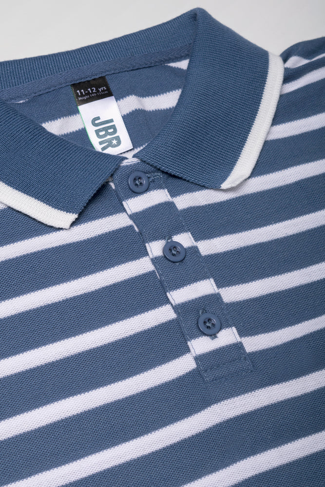 Stripe Short Sleeve Golfer Blue (1)