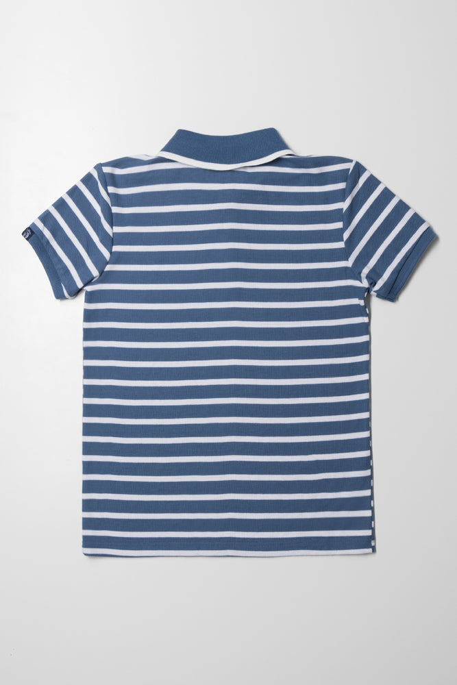 Stripe Short Sleeve Golfer Blue (2)