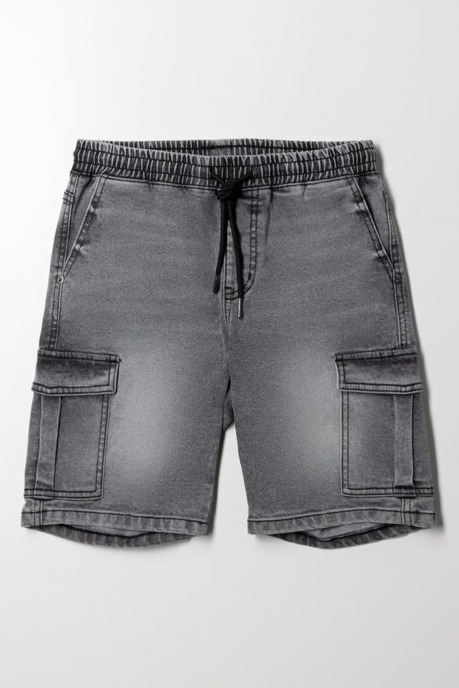 Cargo Denim Short Dark Grey