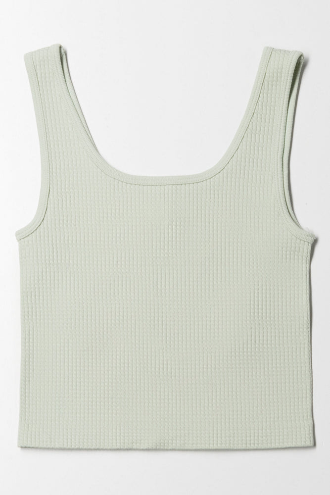 Seamless Textured Knotch Vest Green (3)