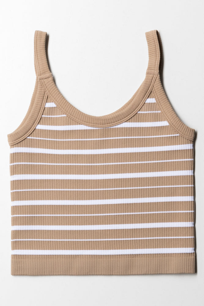 Seamless Stripe Strappy Vest Natural (2)