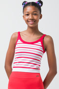 Seamless Stripe Strappy Vest Red