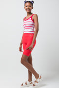 Seamless Stripe Strappy Vest Red (1)