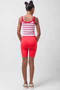 Seamless Stripe Strappy Vest Red (2)