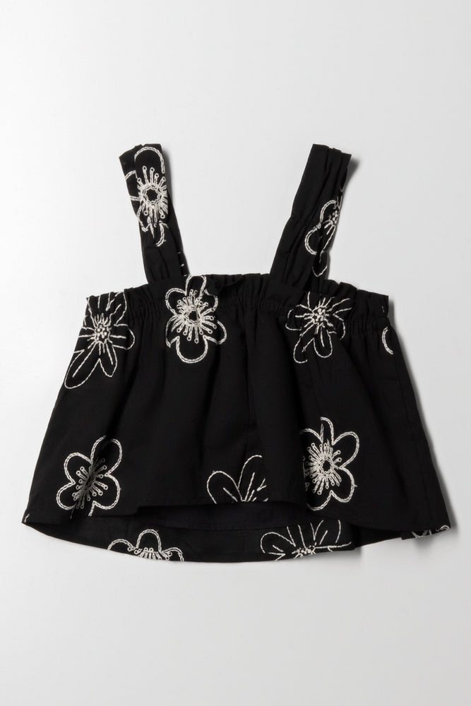 Embroidered Swing Top Black (2)